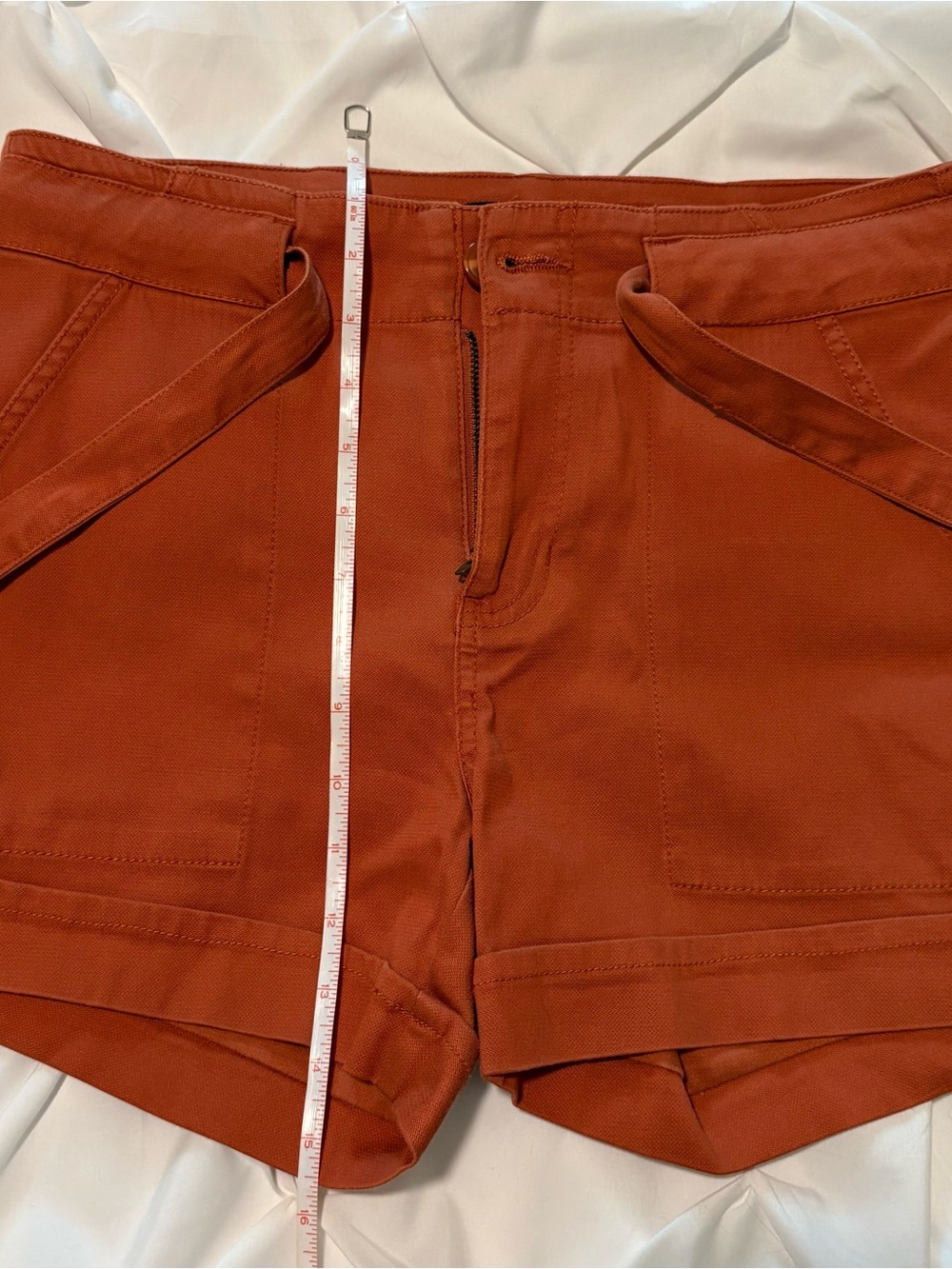 Liverpool Los Angeles Encased Self-Tie High Waist Relaxed Shorts, Orange Rust 6 - Picture 11 of 11